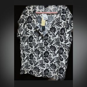 Jones New York 3X linen blend short sleeve shirt